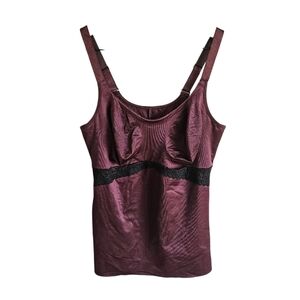 Ruby Ribbon Wine Colored 3024 Lace Detail Cami Tank Top